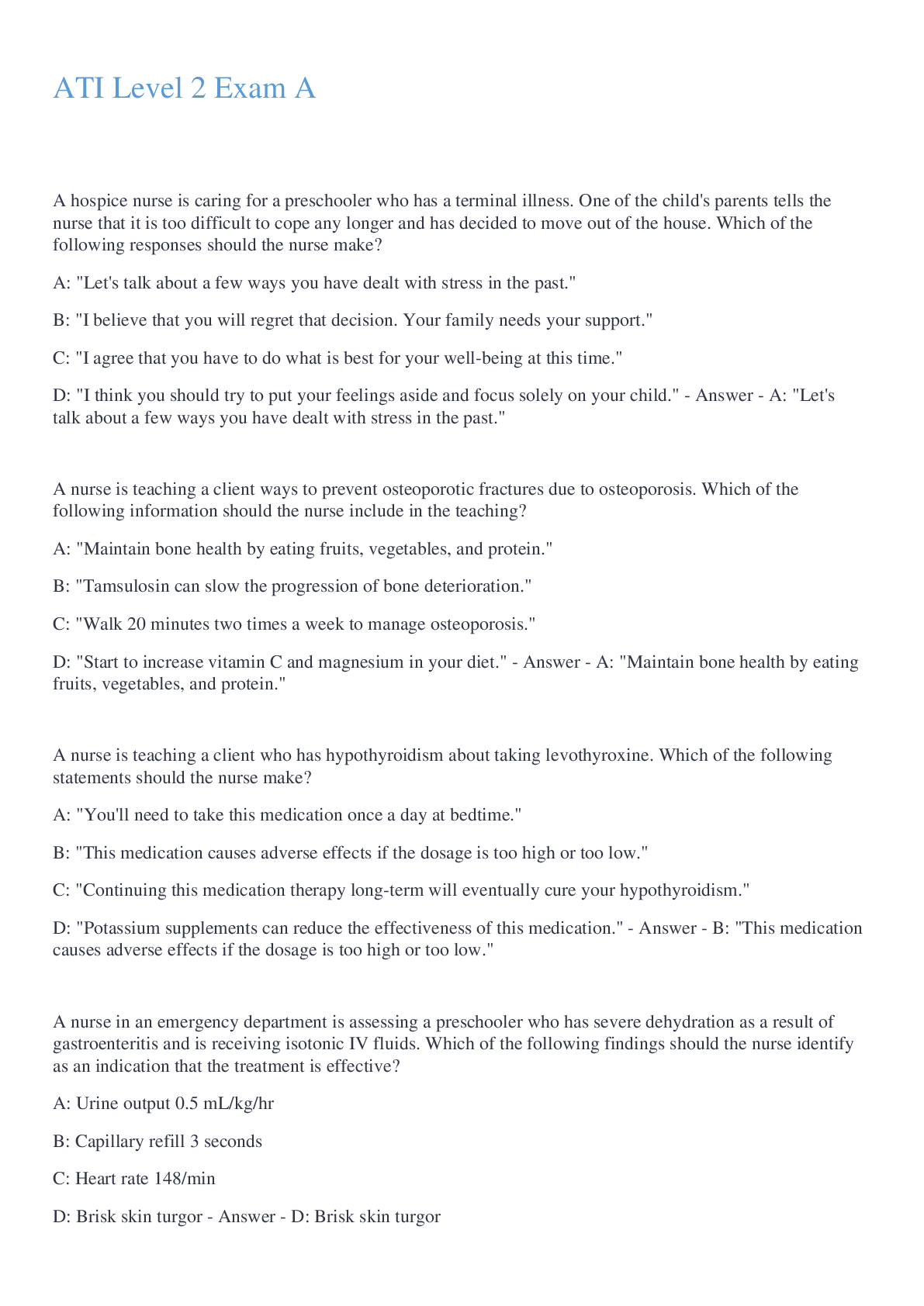 Preview image for ATI Level 2 Exam A Q&A 2022/2023